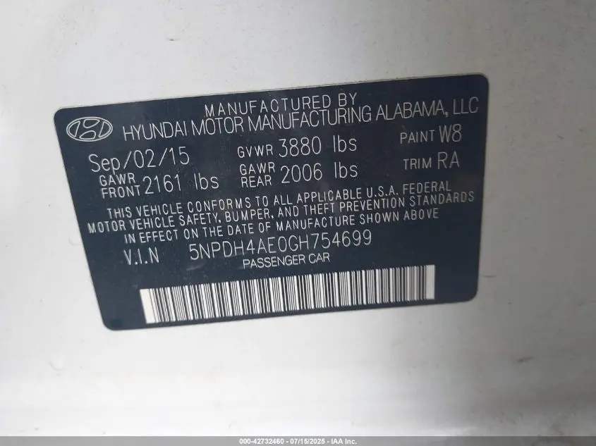 2016 HYUNDAI ELANTRA SE