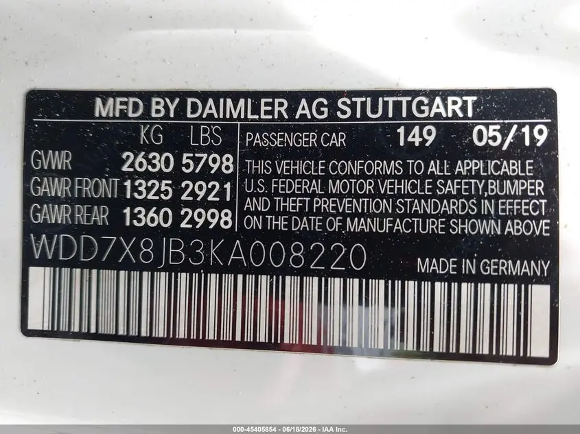 2019 MERCEDES-BENZ AMG GT 63 4-DOOR COUPE  