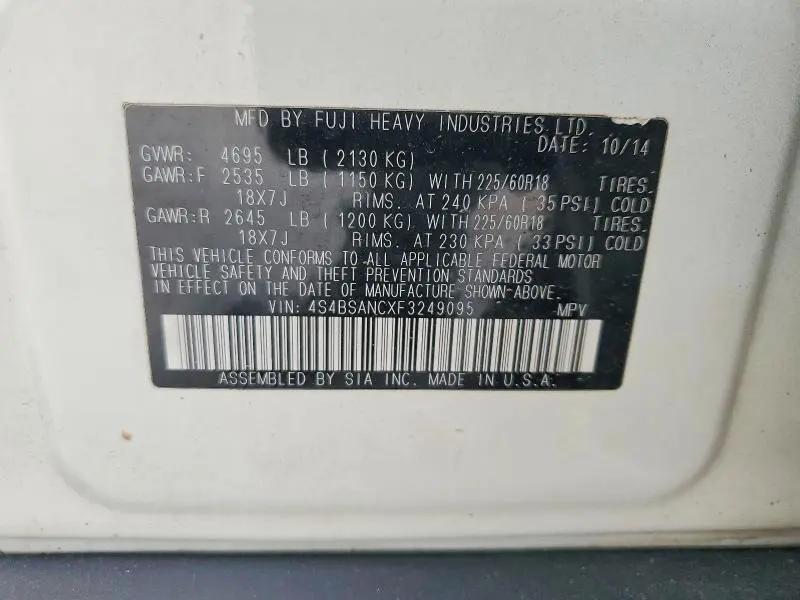 2015 SUBARU OUTBACK 2.5I LIMITED  