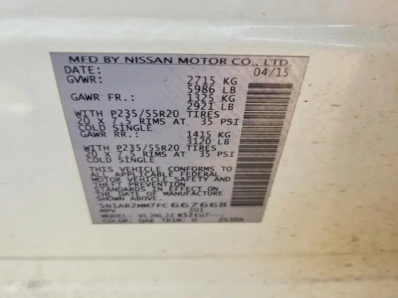 2015 NISSAN PATHFINDER S  