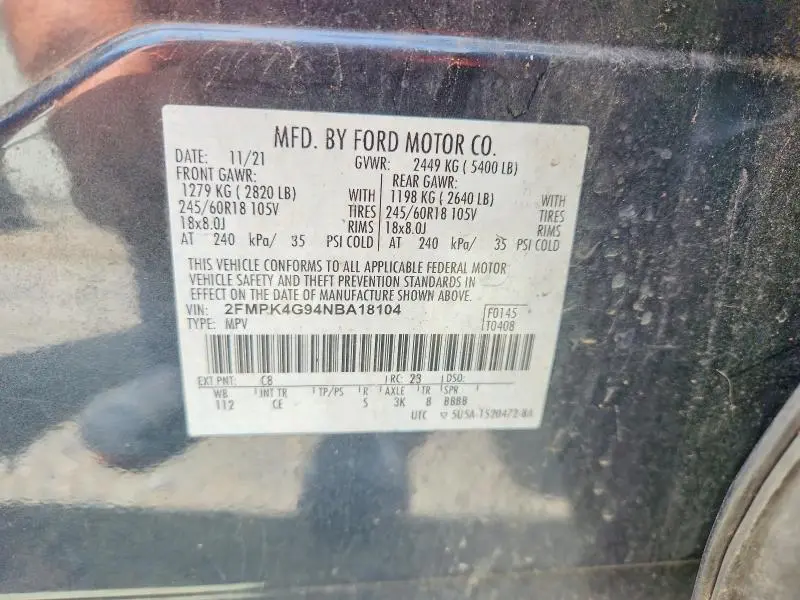 2022 FORD EDGE SE  