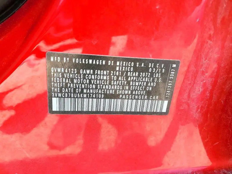 2019 VOLKSWAGEN JETTA S  