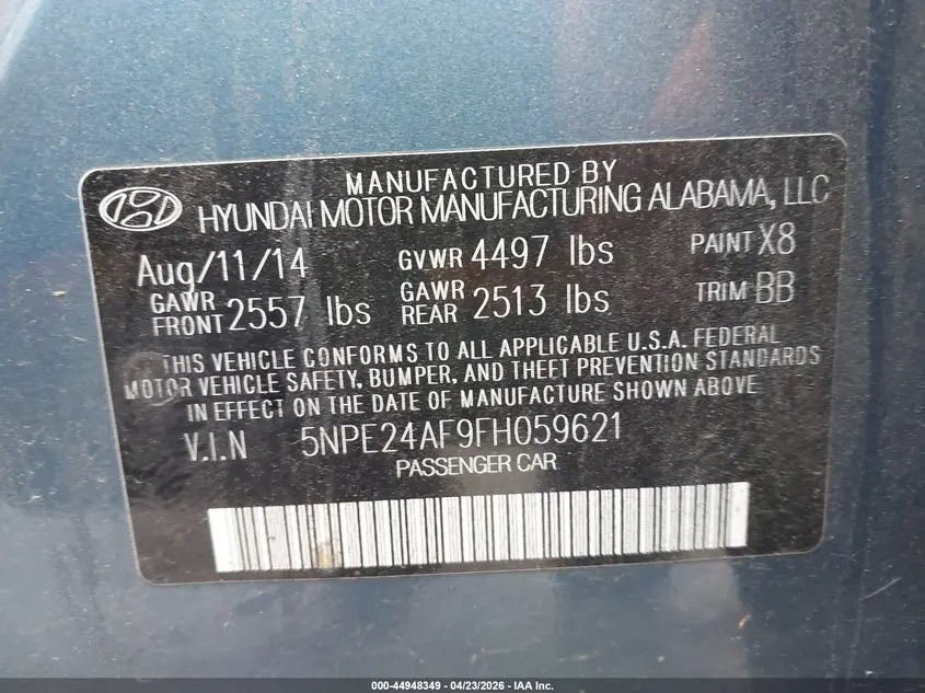 2015 HYUNDAI SONATA SE