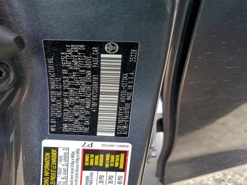 2012 TOYOTA CAMRY BASE  