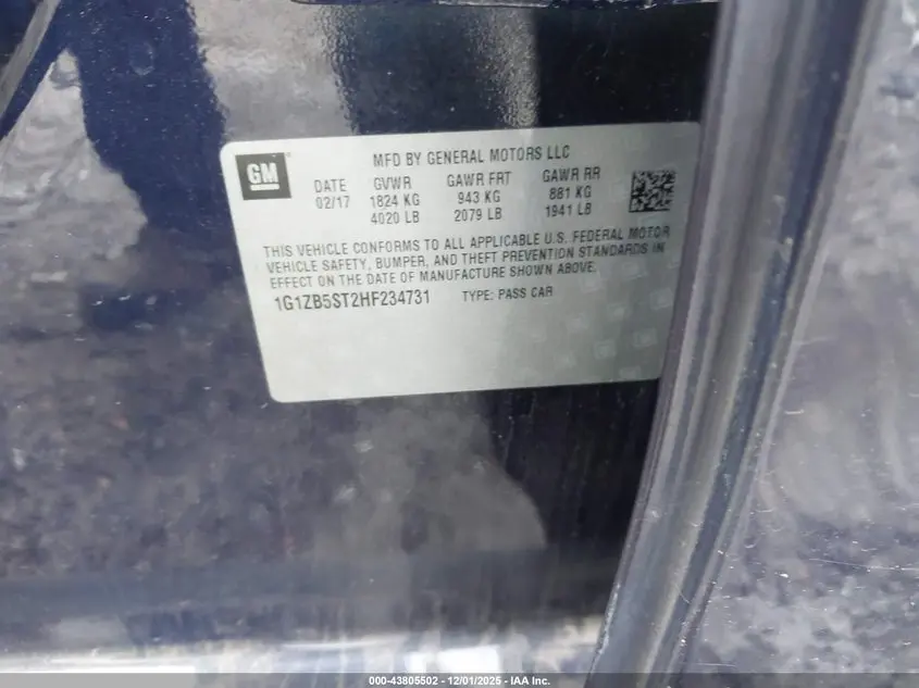 2017 CHEVROLET MALIBU LS