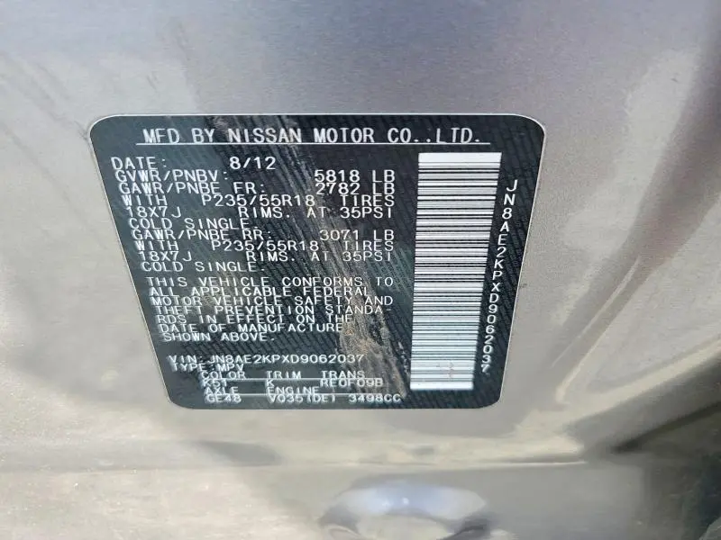 2013 NISSAN QUEST 3.5 S  