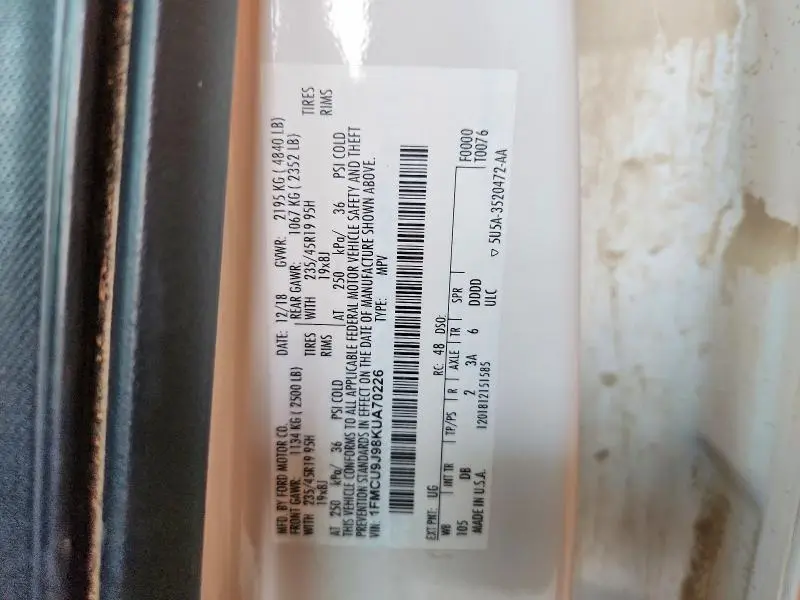 2019 FORD ESCAPE TITANIUM  
