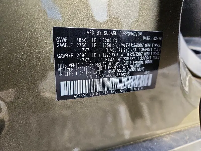 2020 SUBARU OUTBACK PREMIUM  