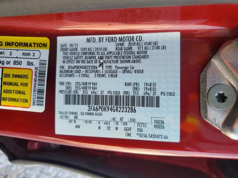 2016 FORD FUSION TITANIUM  