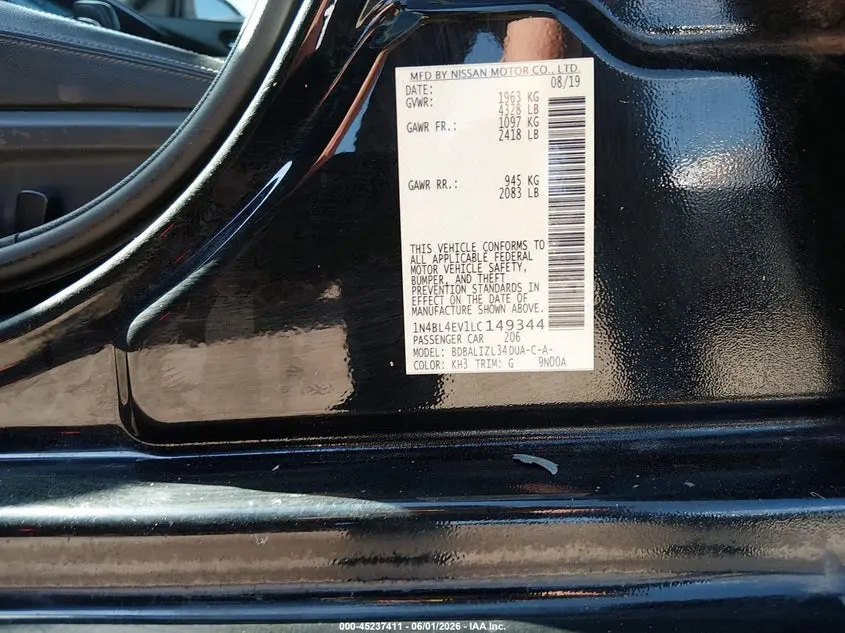 2020 NISSAN ALTIMA SL FWD