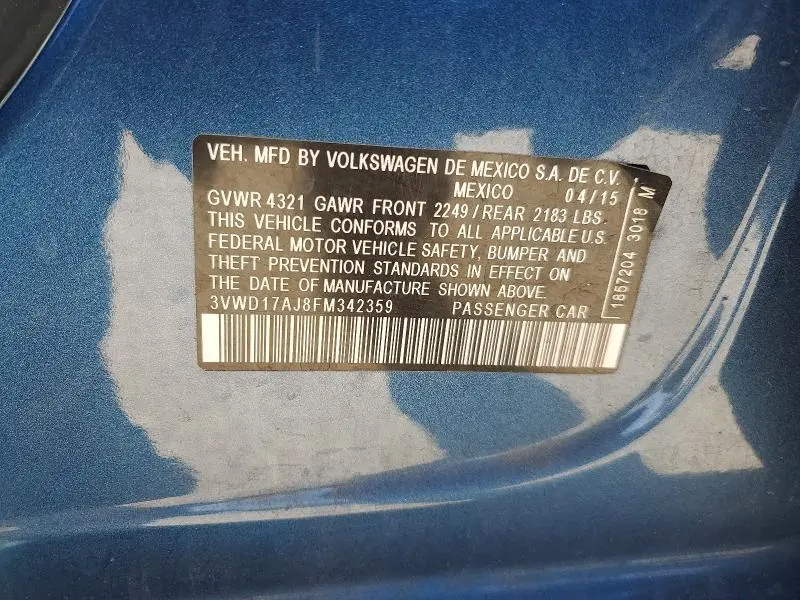 2015 VOLKSWAGEN JETTA SE  