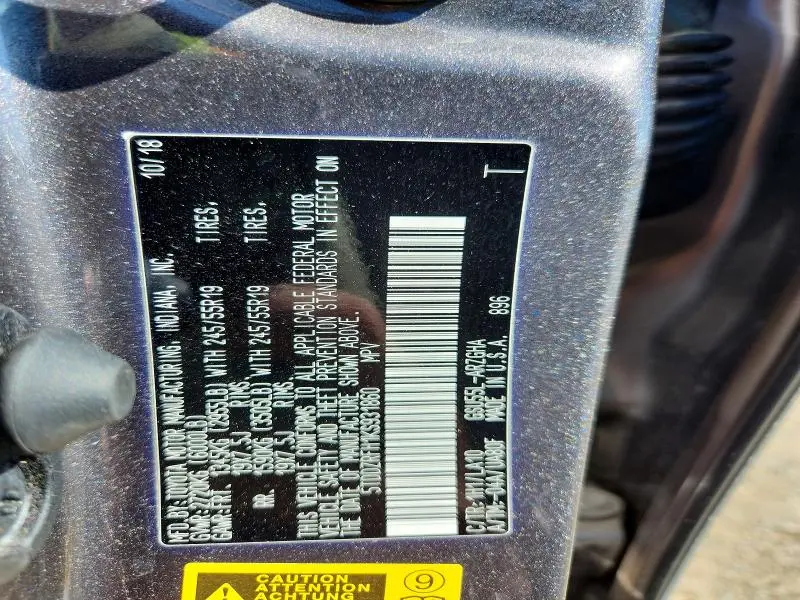 2019 TOYOTA HIGHLANDER LIMITED PLATINUM  