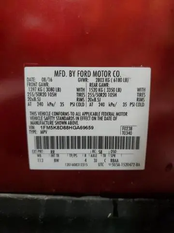 2017 FORD EXPLORER XLT  