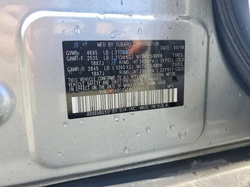 2019 SUBARU OUTBACK 2.5I LIMITED  