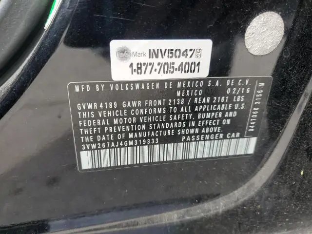 2016 VOLKSWAGEN JETTA S  