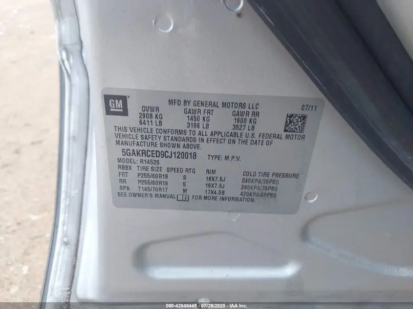 2012 BUICK ENCLAVE LEATHER