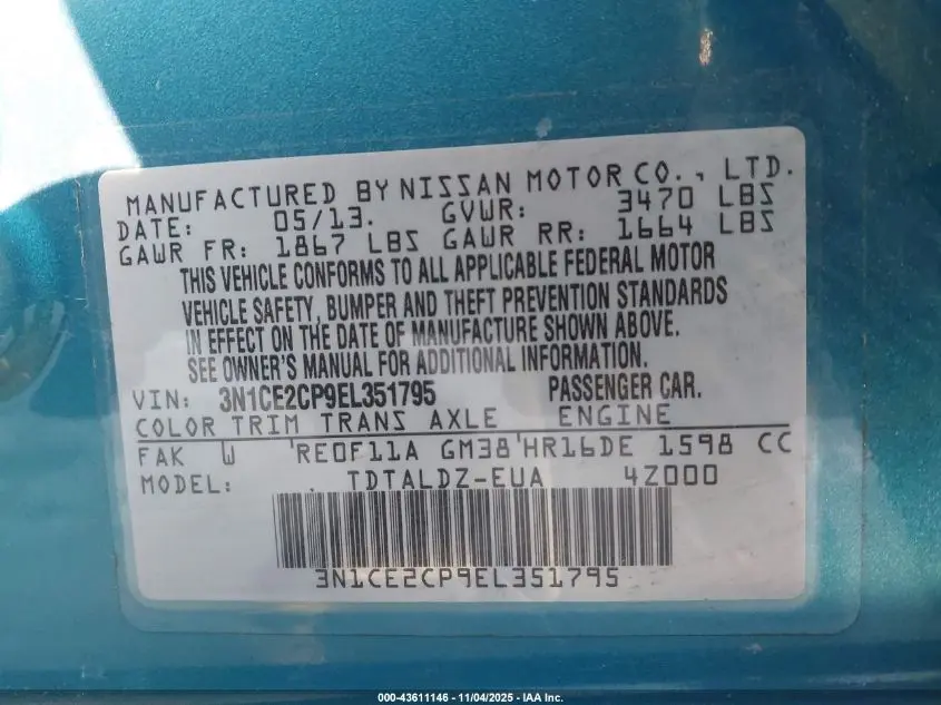 2014 NISSAN VERSA NOTE SV