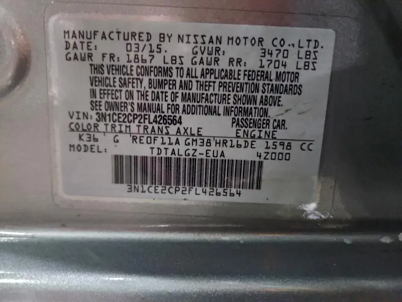 2015 NISSAN VERSA NOTE S  