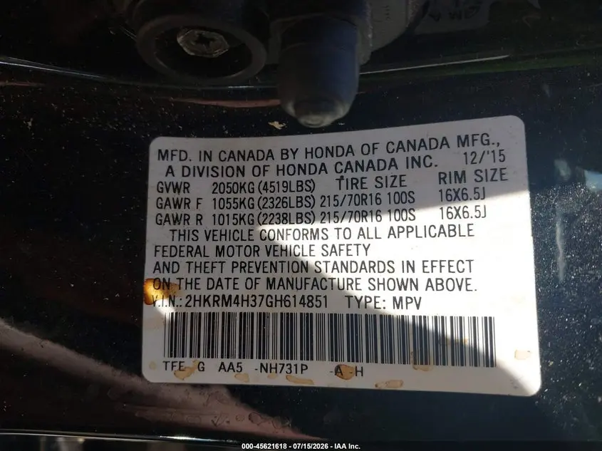 2016 HONDA CR-V LX
