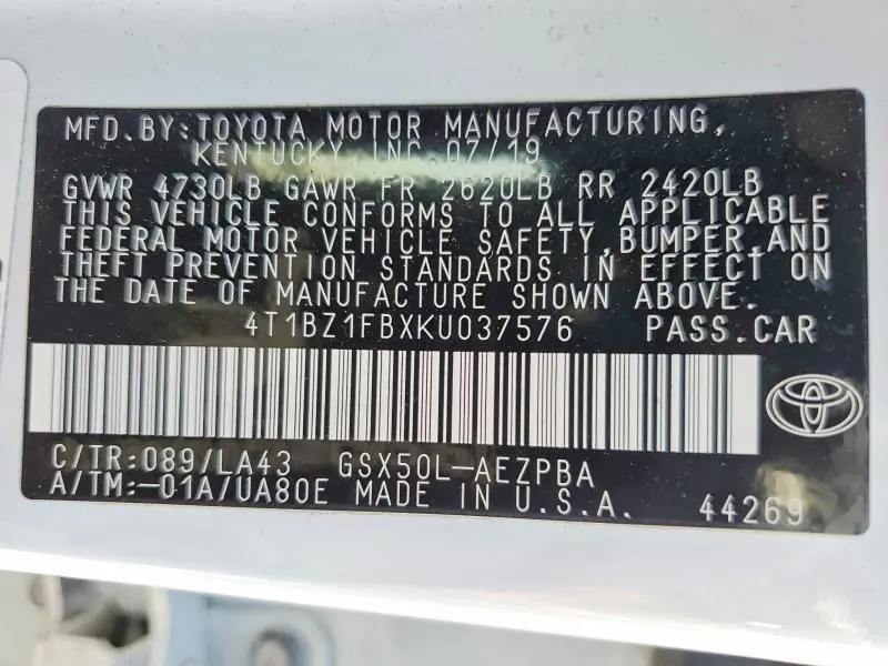 2019 TOYOTA AVALON LIMITED  