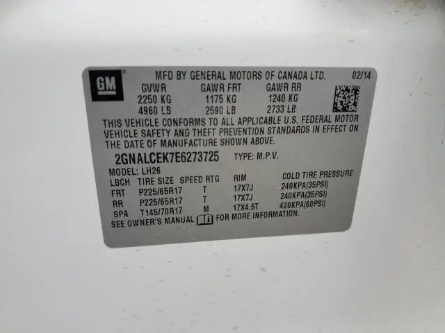 2014 CHEVROLET EQUINOX LT  