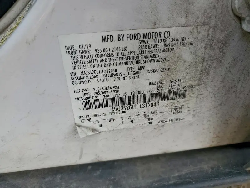 2020 FORD ECOSPORT SE  