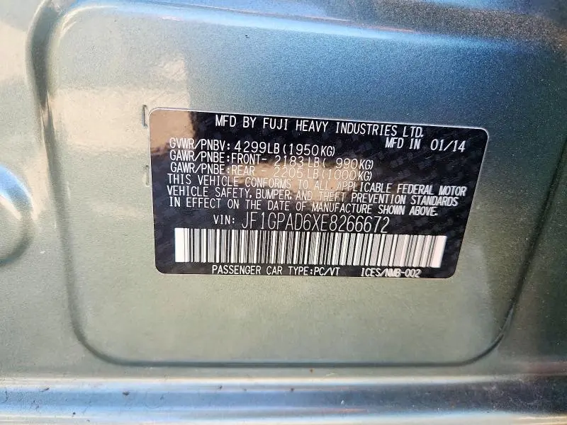 2014 SUBARU IMPREZA PREMIUM  