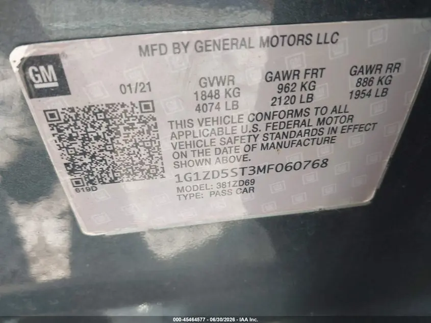 2021 CHEVROLET MALIBU FWD LT