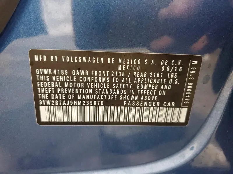 2017 VOLKSWAGEN JETTA S  