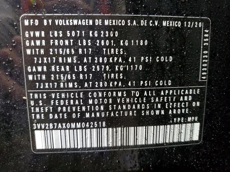 2021 VOLKSWAGEN TIGUAN SE  