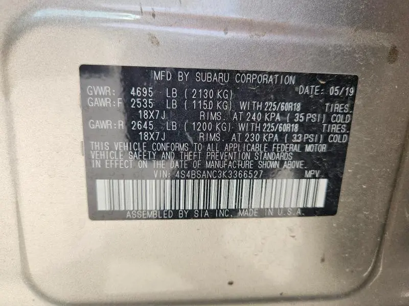 2019 SUBARU OUTBACK 2.5I LIMITED  