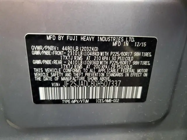 2016 SUBARU FORESTER 2.5I PREMIUM  