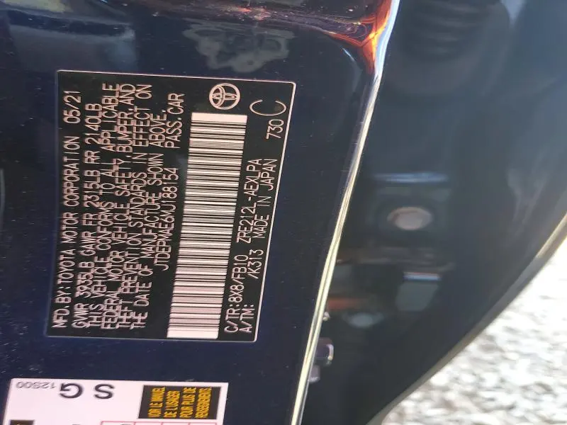 2021 TOYOTA COROLLA LE  