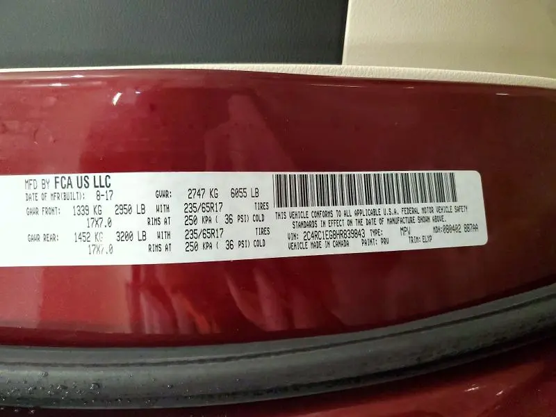 2017 CHRYSLER PACIFICA TOURING L PLUS  