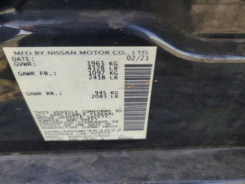 2021 NISSAN ALTIMA 2.5 SV  