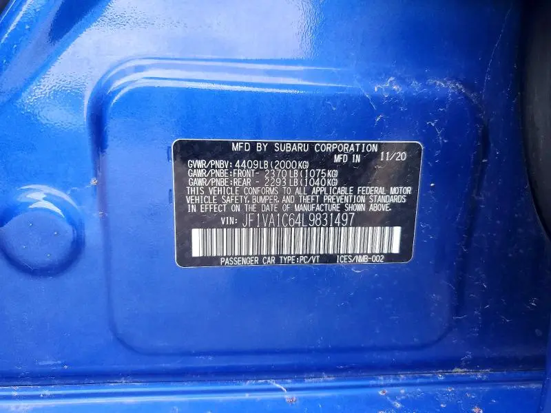 2020 SUBARU WRX PREMIUM  