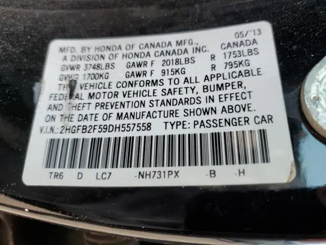 2013 HONDA CIVIC LX  