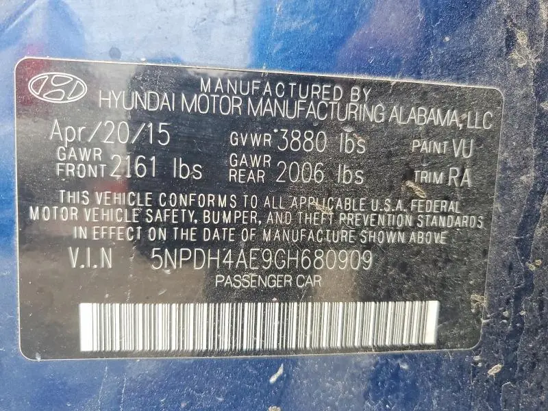 2016 HYUNDAI ELANTRA SE  