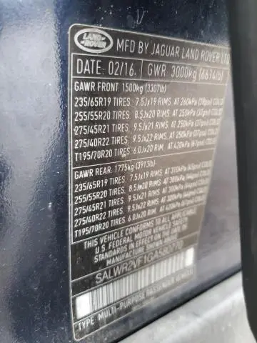 2016 LAND ROVER RANGE ROVER SPORT HSE  