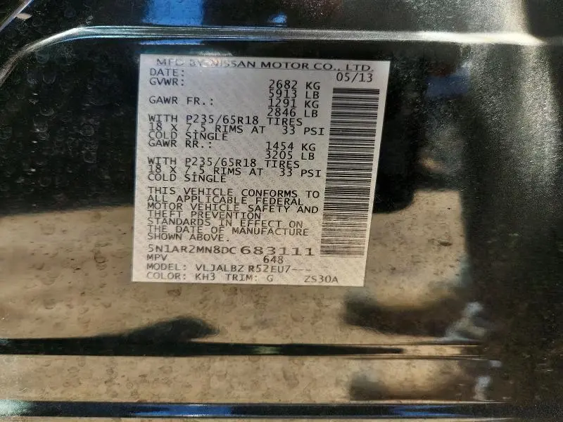 2013 NISSAN PATHFINDER S  