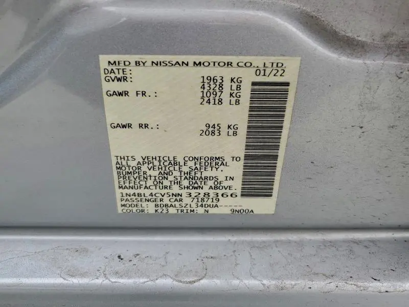 2022 NISSAN ALTIMA SR  