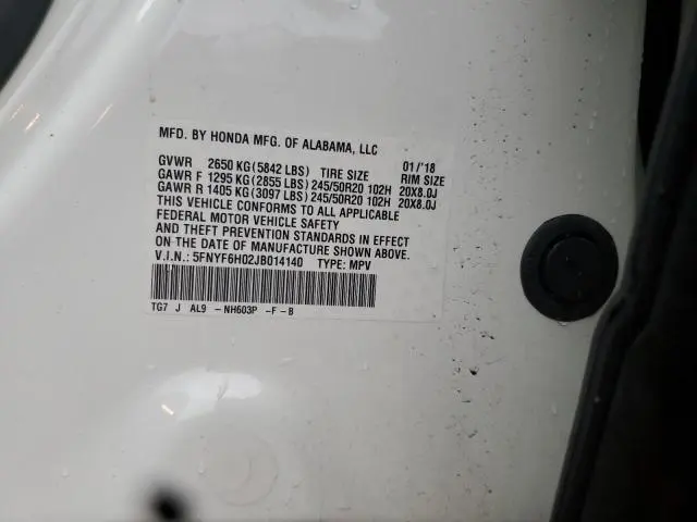 2018 HONDA PILOT ELITE  