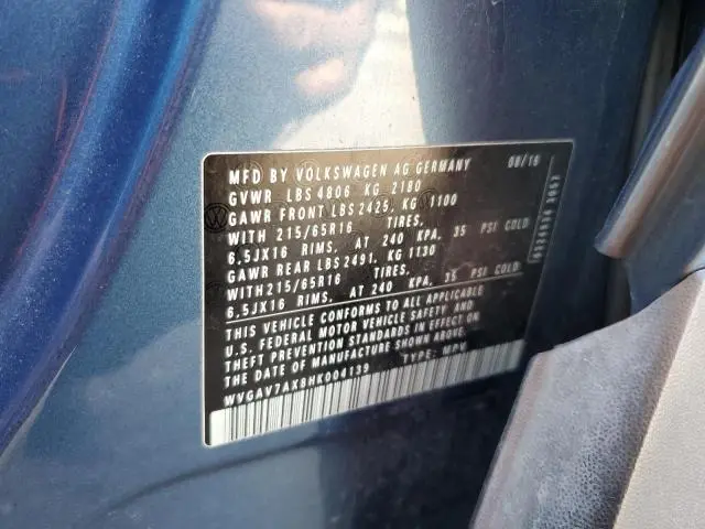 2017 VOLKSWAGEN TIGUAN S  