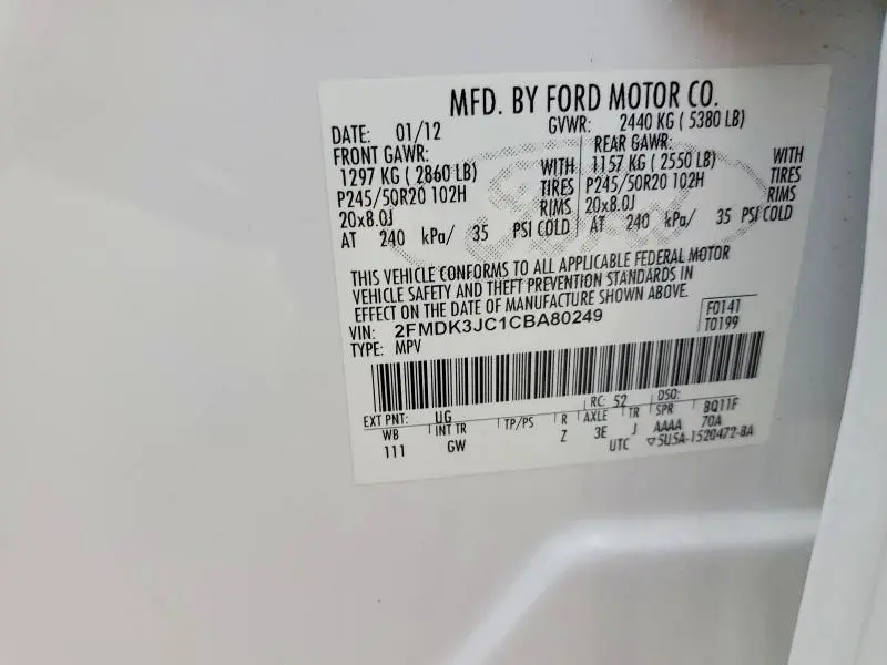 2012 FORD EDGE SEL  