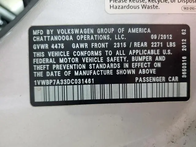 2013 VOLKSWAGEN PASSAT SE  