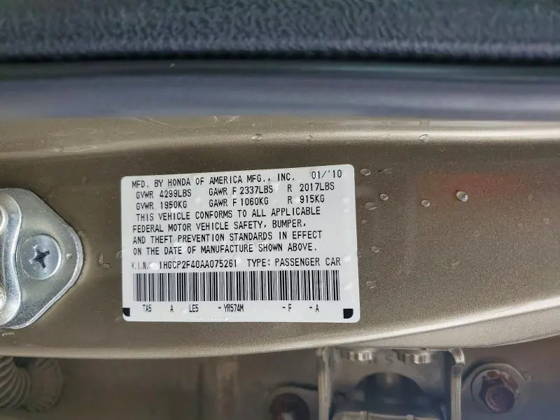 2010 HONDA ACCORD LXP  