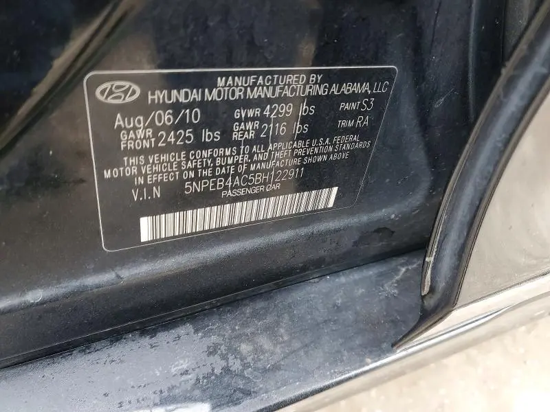 2011 HYUNDAI SONATA GLS  