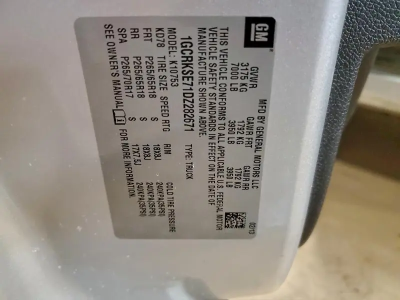 2013 CHEVROLET SILVERADO K1500 LT  