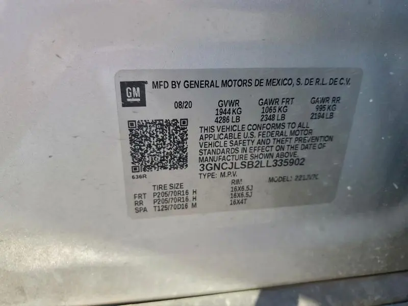 2020 CHEVROLET TRAX 1LT  