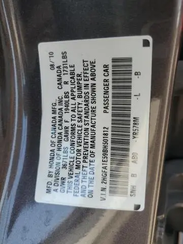 2011 HONDA CIVIC LX  